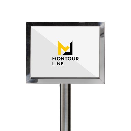 MONTOUR LINE SignFrame Floor Standing 8.5x11H Satin Steel LINE FORMSHERE FSE200-8511-H-SS-LINEFORMSHERE